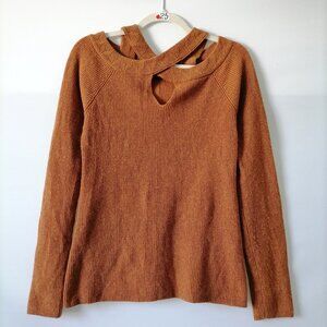 Soft Surroundings Women’s Orange Wool & Alpaca Blend Ribbed Knit Sweater Size S